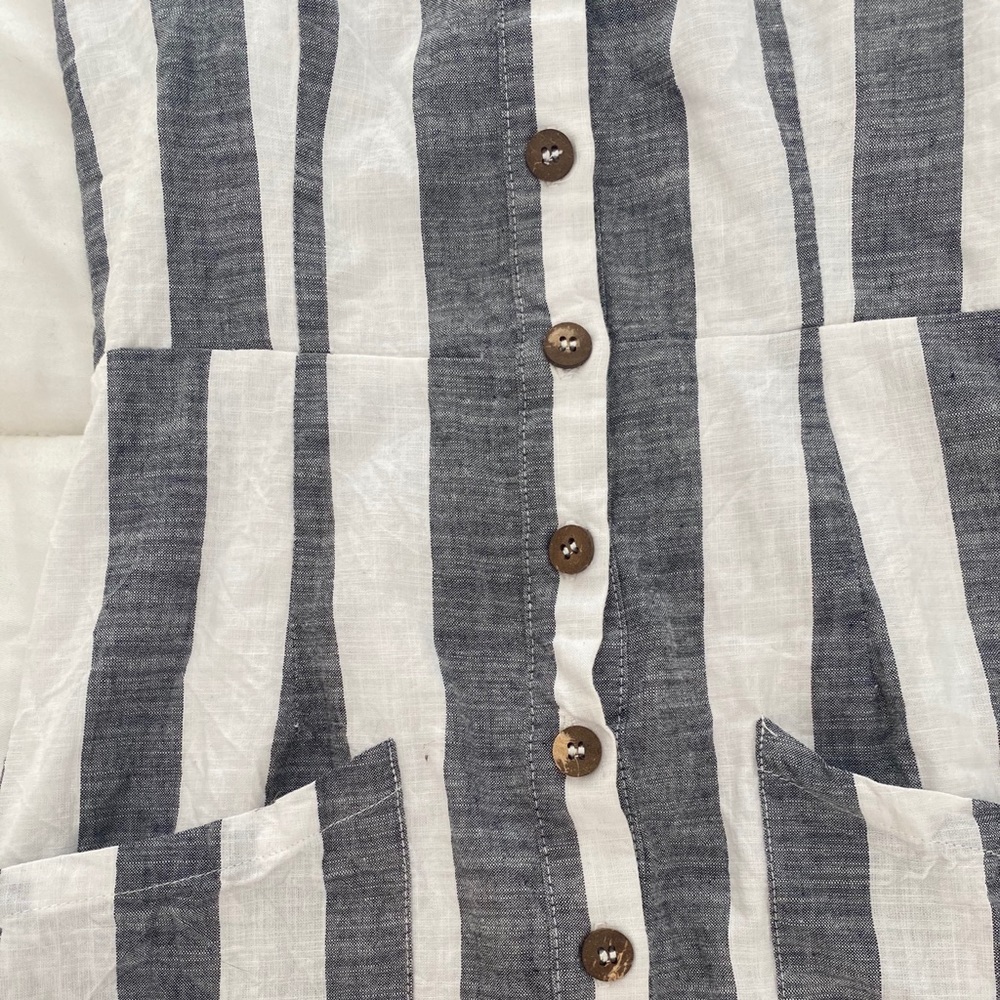 grey & white striped button down dress - Picture 2 of 5